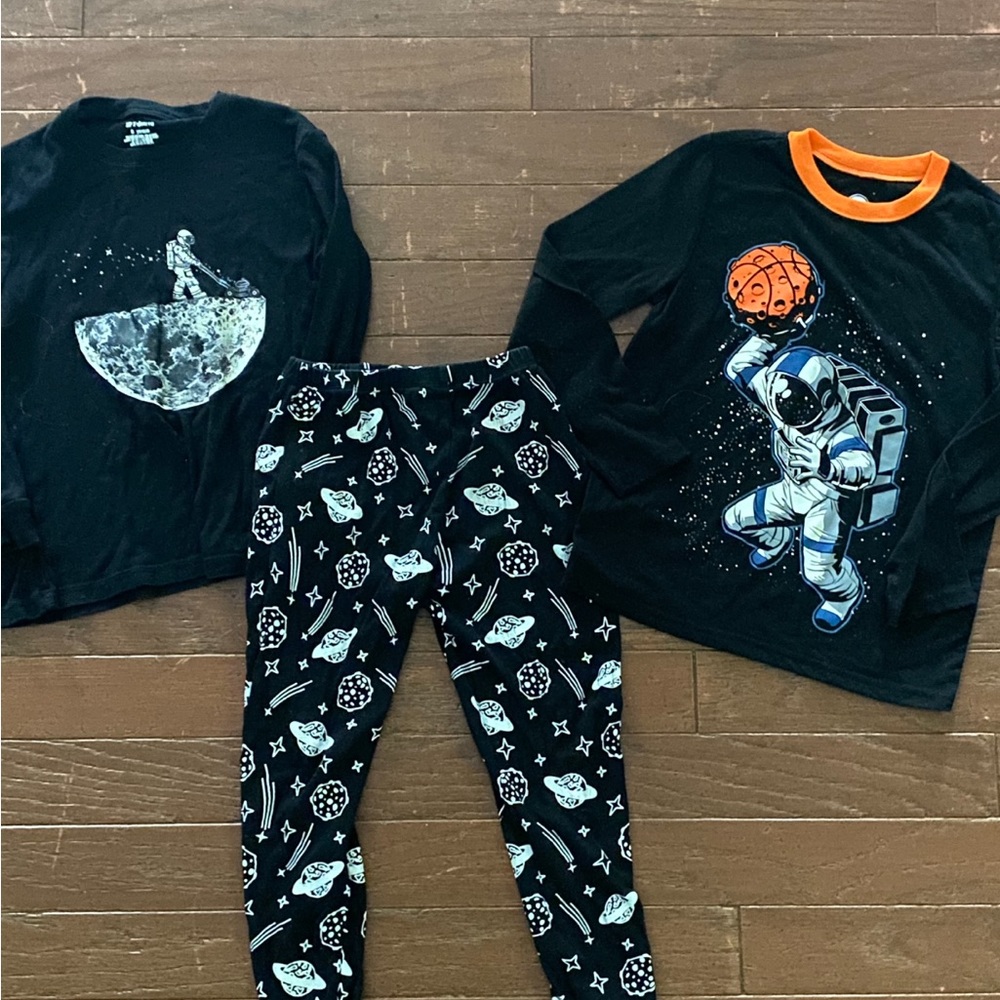 Boys Cotton Pajama Long sleeve Pants Winter PJs sz 8 SPACE  theme